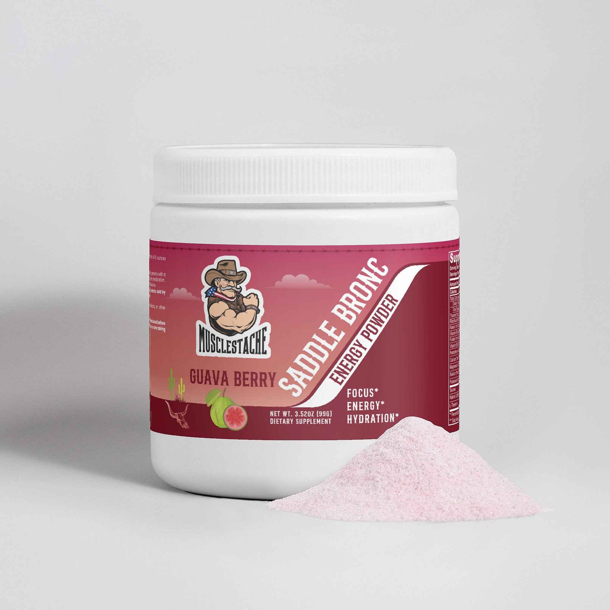 SADDLE BRONC ENERGY POWDER - Guava Berry Flavor for Enhanced Energy - Musclestache